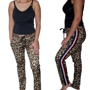 The set track pants leopard with red white and blue stripes